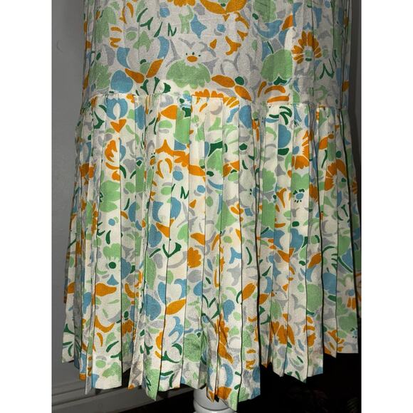 Guy Laroche Diffusion Paris Made in Dress Vintage Floral Dress 8 Pleated Bottom - Picture 9 of 12